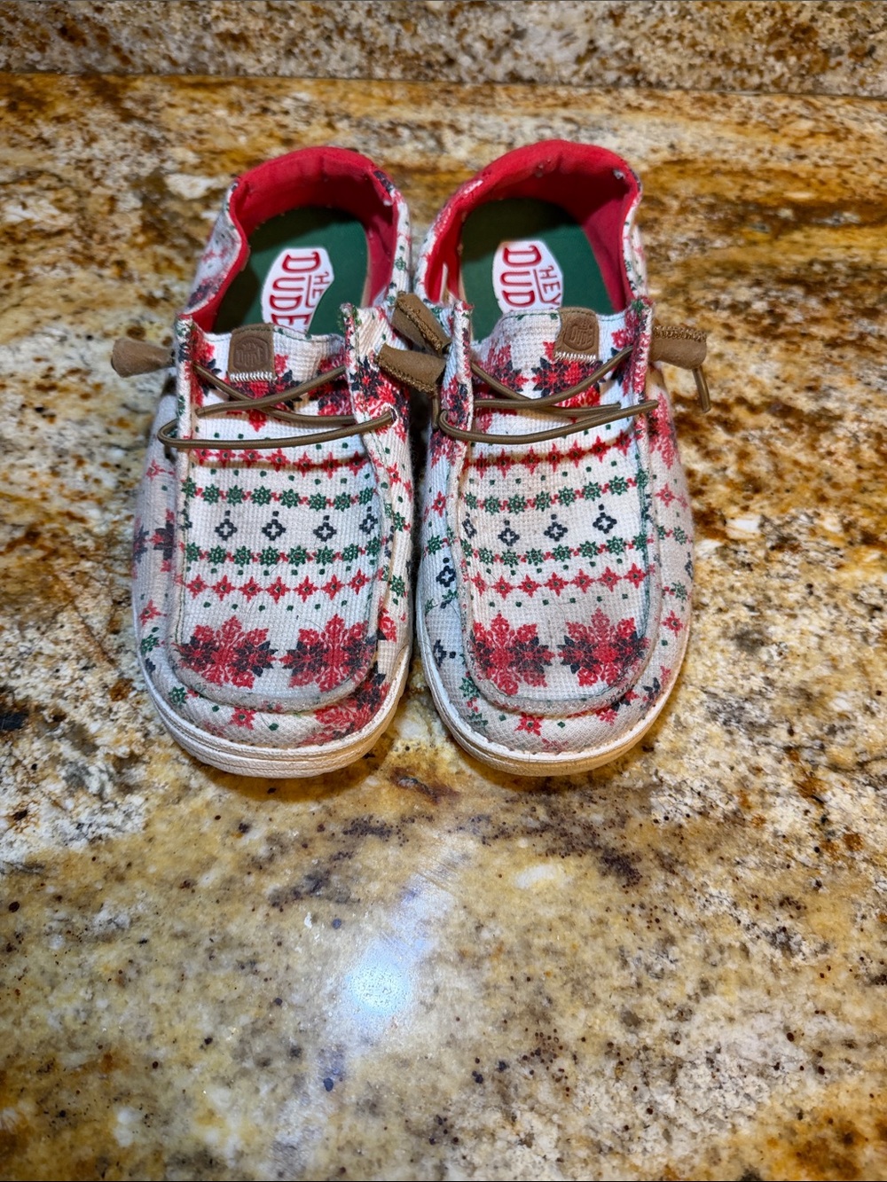 Hey Dude Women's Red, Green Patterned Casual Slip-Ons